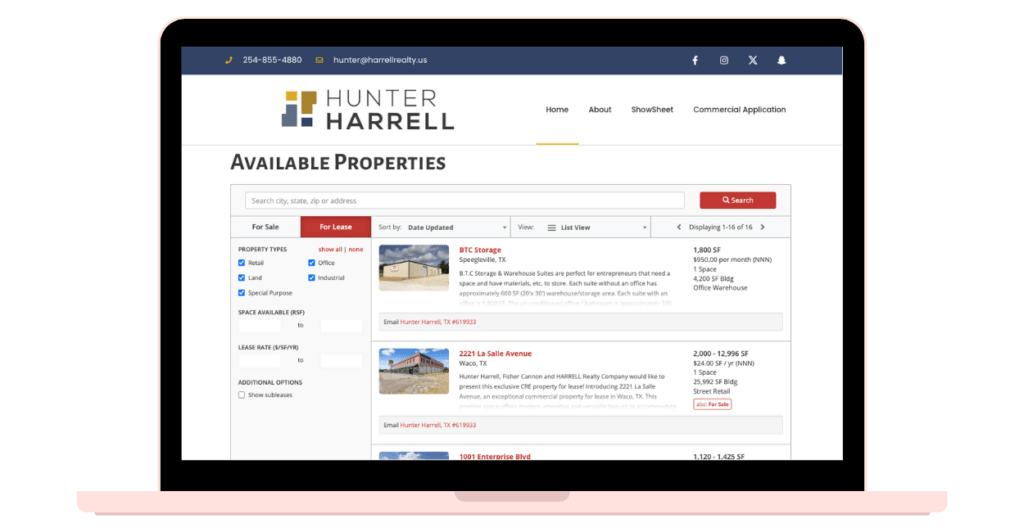 Hunter Harell Website in Laptop View