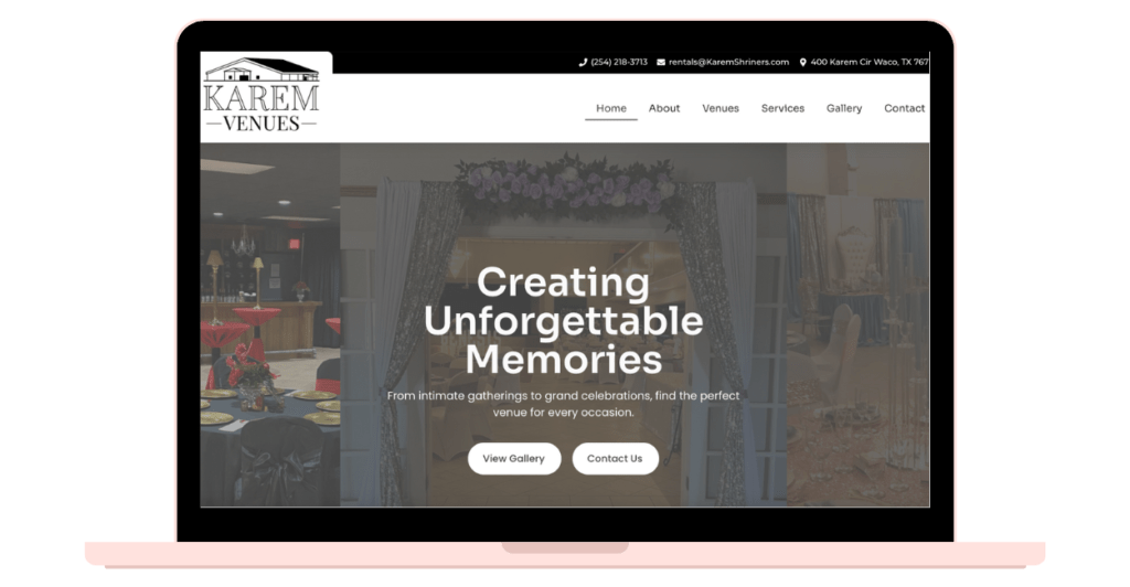 Karem Venues in Laptop View